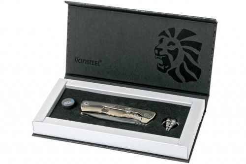 Складной нож Lion Steel ROK DD GL Damascus Gold фото 3