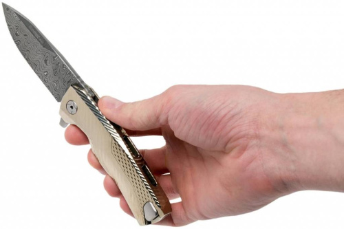 Складной нож Lion Steel ROK DD GL Damascus Gold фото 12